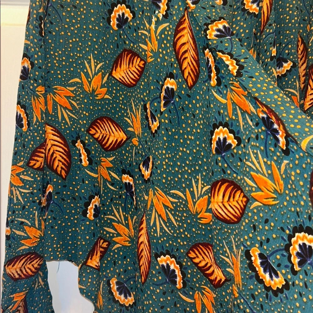 Patrons of Peace Teal and Orange Front Tie Blouse - Picture 5 of 11